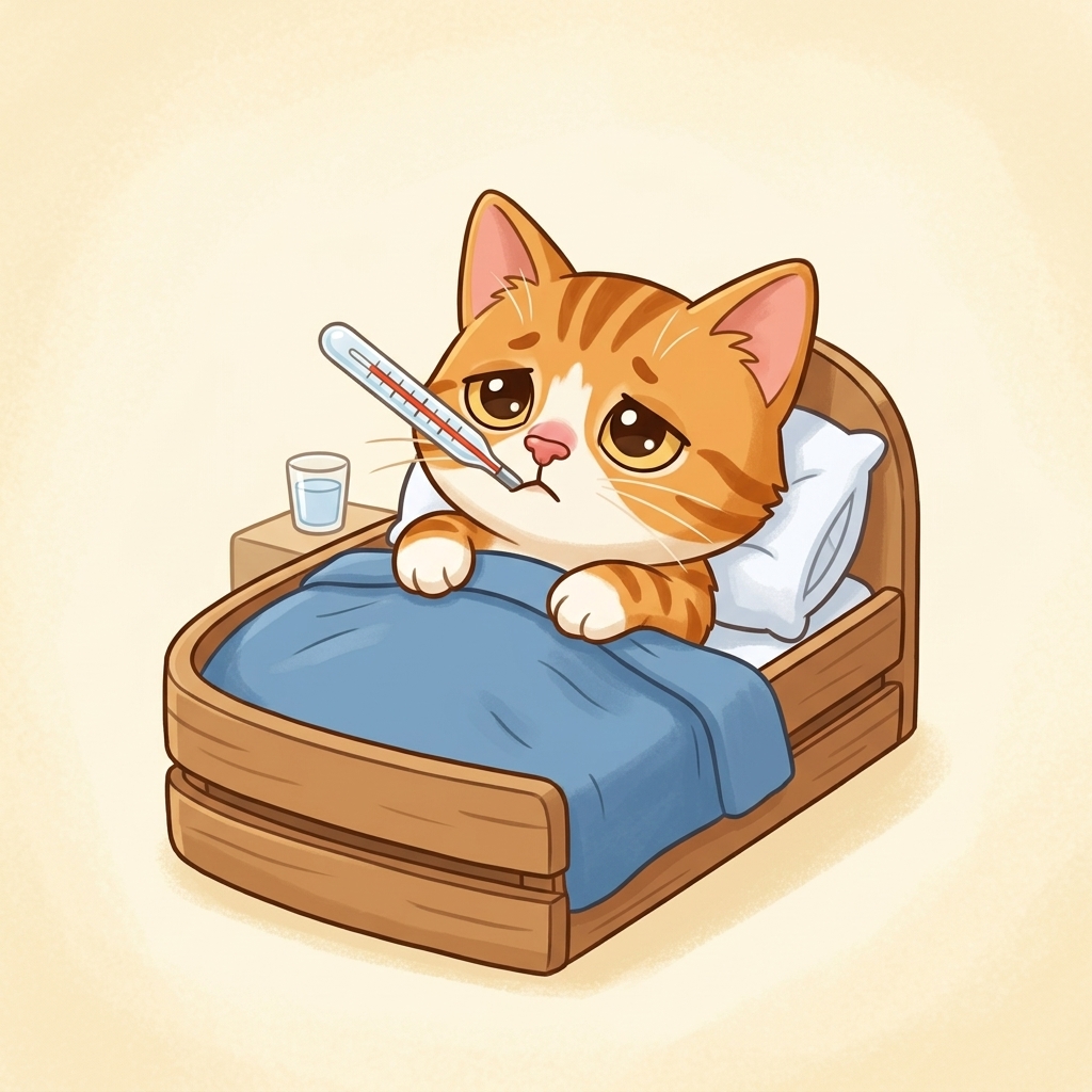 A simple child-friendly ill face or Cat resting