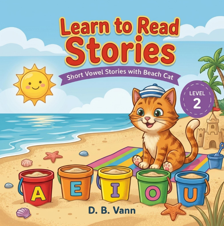 Learn to Read Stories Level 2: Short Vowel Stories with Beach Cat cover