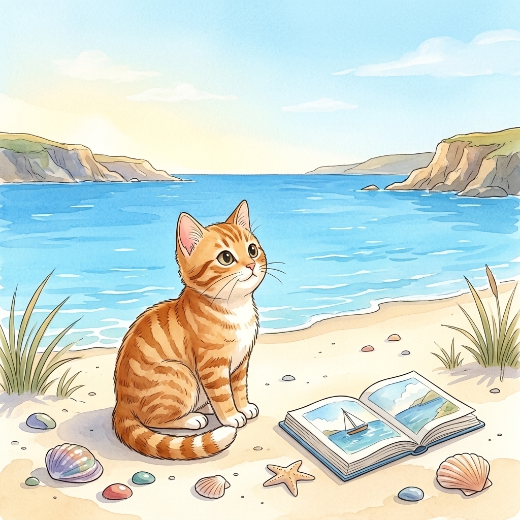 Beach Cat stays by the bay on a bright day