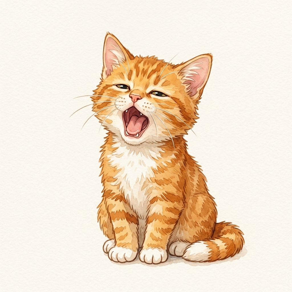 Cat yawning